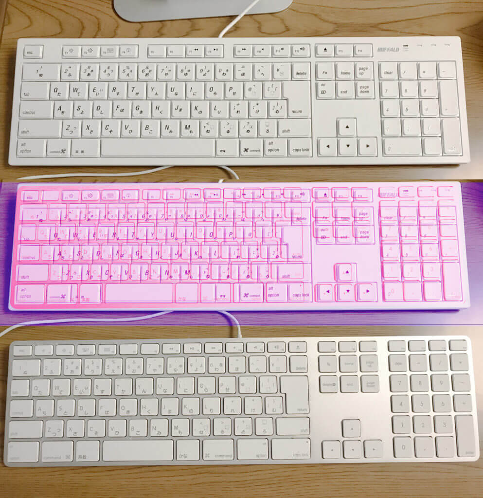 バッファロー BSKBM01WHとmagic keyboardの比較